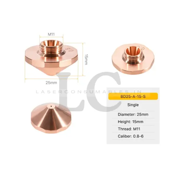 LASER NOZZLE D25 TYPE B (HEX) SINGLE LAYER