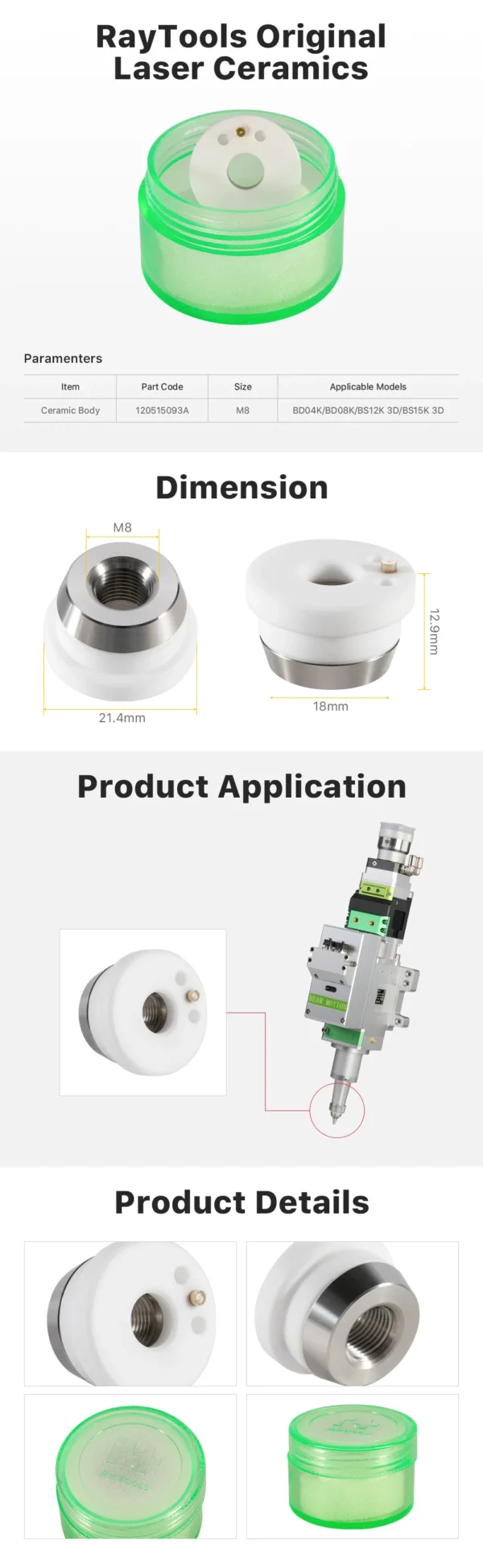 Ceramic Nozzle Holder D21.4 M8