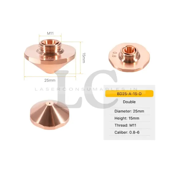 LASER NOZZLE D25 TYPE B (HEX) DOUBLE LAYER